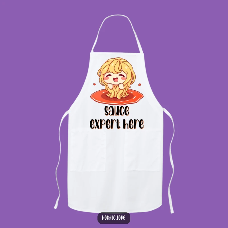 Funny Noodles Apron: Giggling in Sauce Puddle, Hilarious Kitchen & Chef Gift