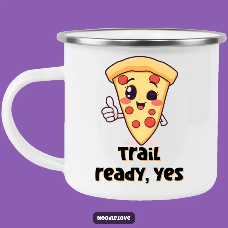 Adventure-Ready Funny Pizza Thumbs Up Camping Mug: Fuel Your Fun Outdoors