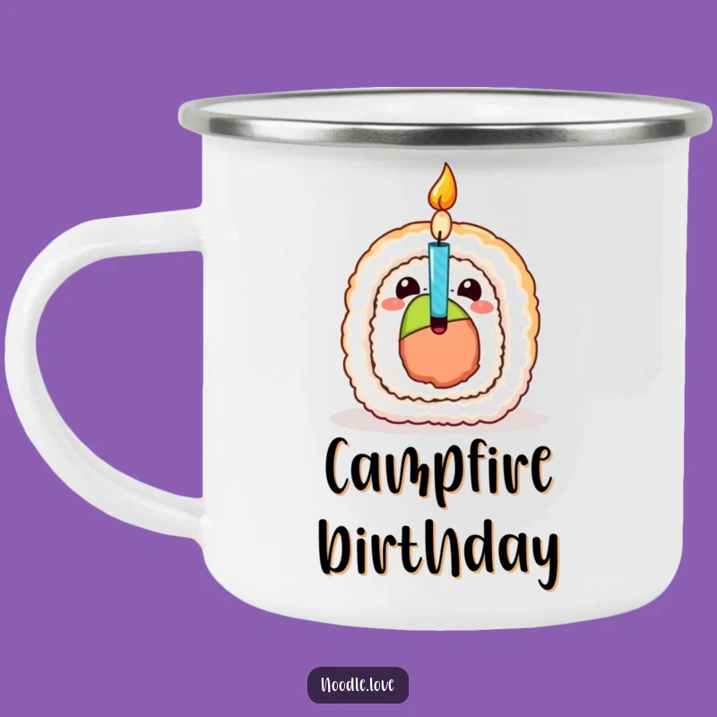 Funny Sushi Birthday Candle Camping Mug - Outdoor Celebration Gift
