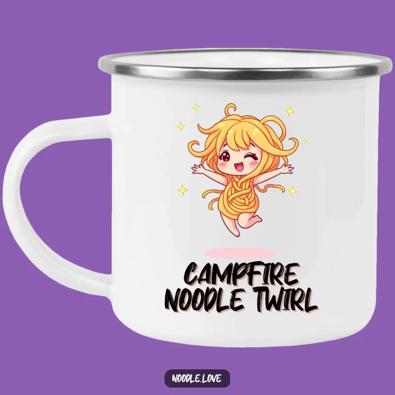 Funny Dancing Noodle Camping Mug - Outdoor Character Sparkle Drinkware