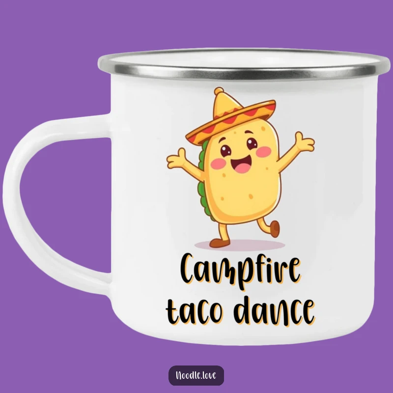 Funny Taco Dance Camping Mug - Fiesta Adventure & Joyful Sipping Gift