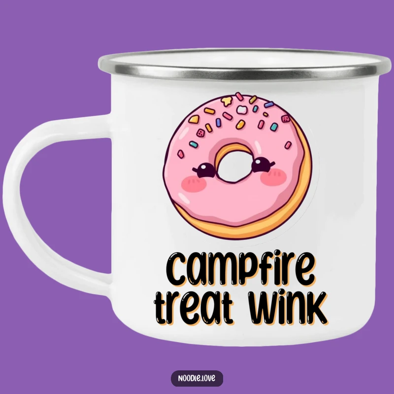 Funny Blushing Donut Camping Mug: Outdoor Sweetness & Smiles - Funny Gift