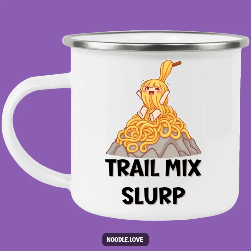 Funny Noodle Slide Camping Mug: Outdoor Mountain Character - Adventurous Funny Gift!