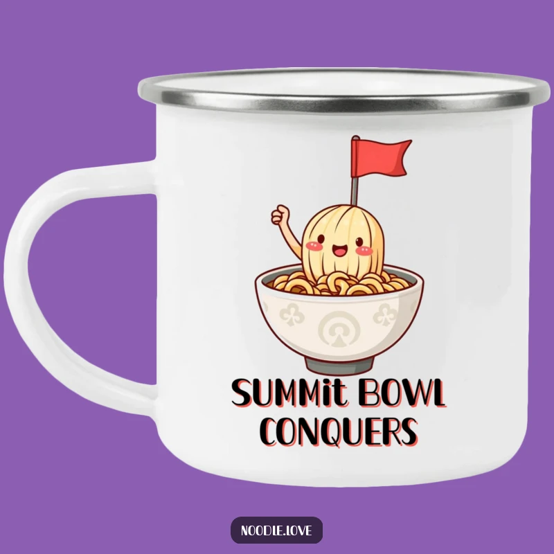 Funny Ramen Noodle Flag Camping Mug: Adventure Fuelled by Cheerful Noodles