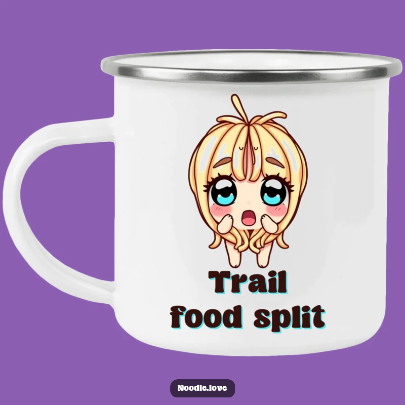 Funny Surprised Noodle Split Camping Mug: Adventure Surprise Fuel