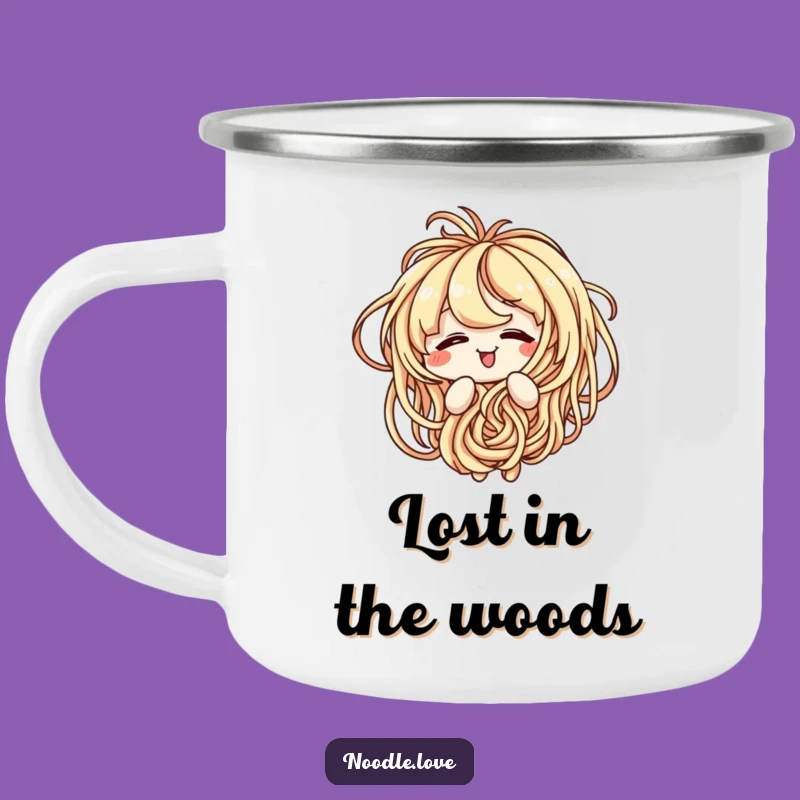 Funny Noodle Camping Mug: Amused Tangled Character, Outdoor Humorous Gift