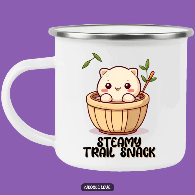 Funny Dumpling Wink Camping Mug: Outdoor Steaming Basket Character - Adventurous Funny Gift!