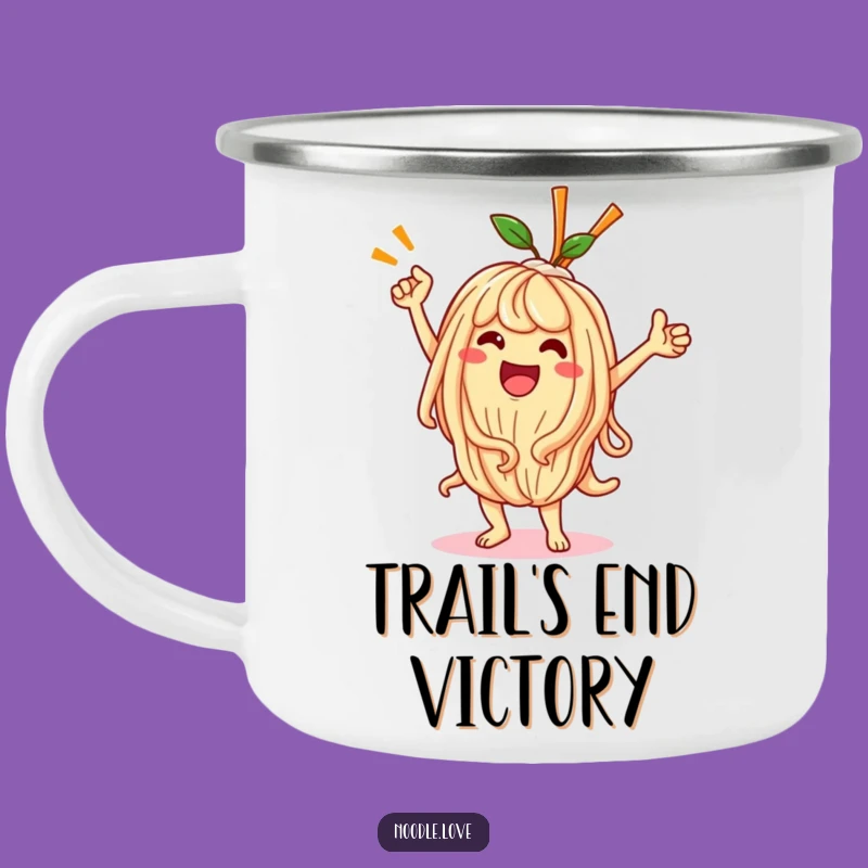 Funny Kawaii Noodle Victory Dance Camping Mug - Outdoor Humorous Gift