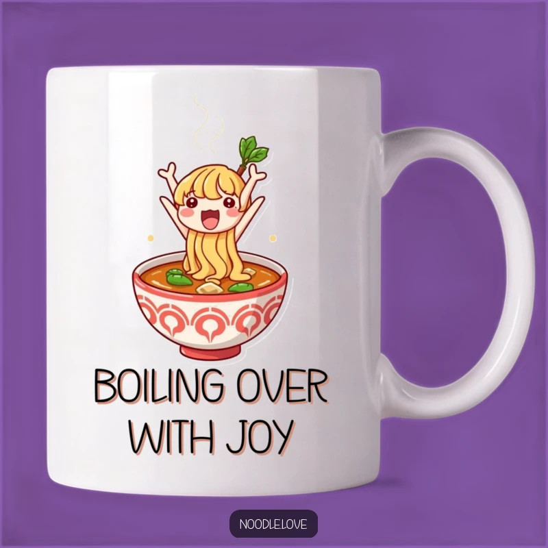 Funny Noodle Leap Mug: A Cute Character's Exciting Broth Jump - Perfect Gift