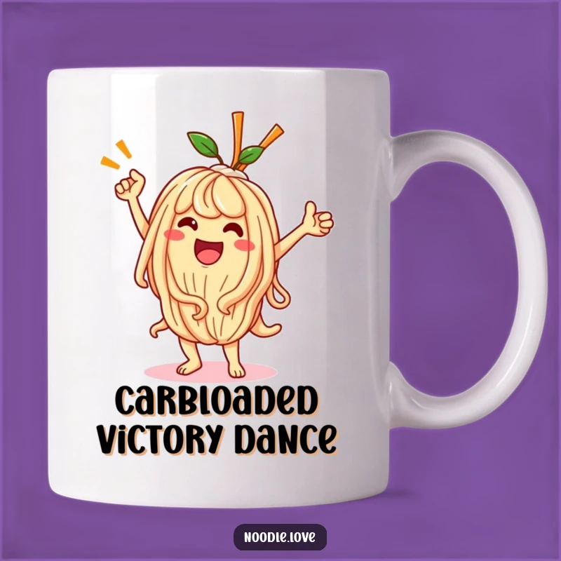 Funny Kawaii Noodle Victory Dance Mug - Perfect Humorous Gift for Noodle Lovers