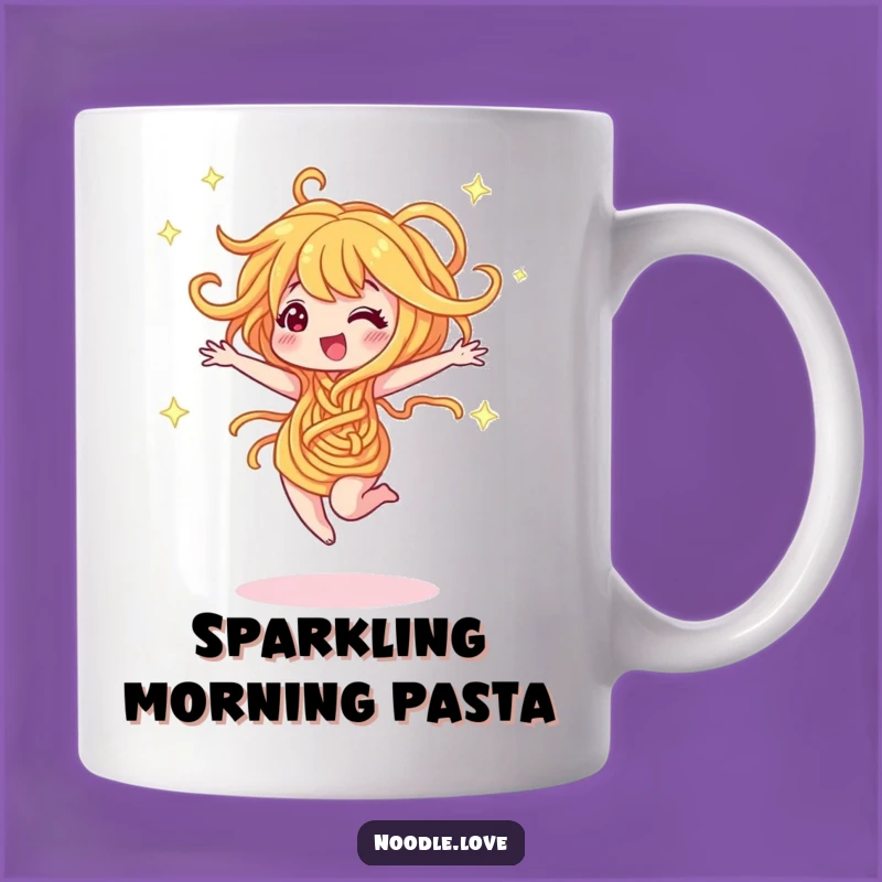 Funny Dancing Noodle Mug - Joyful Twirling Sparkle Character Gift