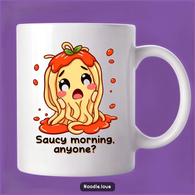 Funny Noodle Mug: Excited Splatter Character, Perfect Gift for Pasta Lovers and Foodies