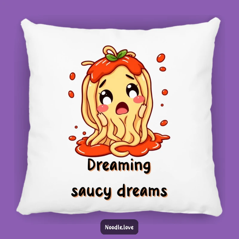 Funny Noodle Pillow: Excited Splatter Character, Comfy Funny Gift for Food Lovers