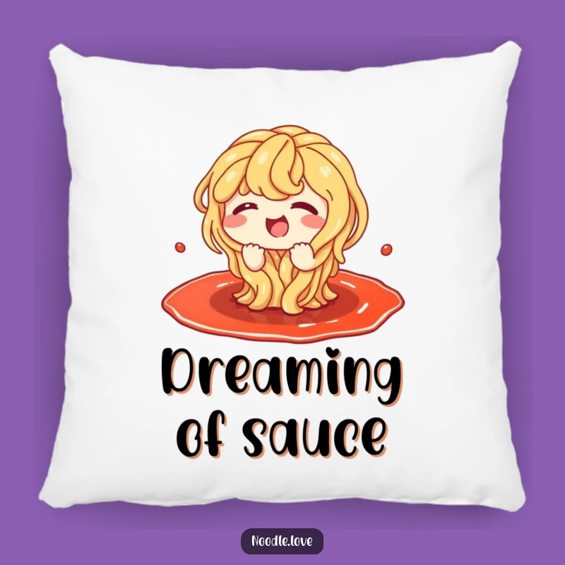 Funny Noodles Pillow: Giggling in Sauce Puddle, Comfy & Hilarious Accent Decor Gift
