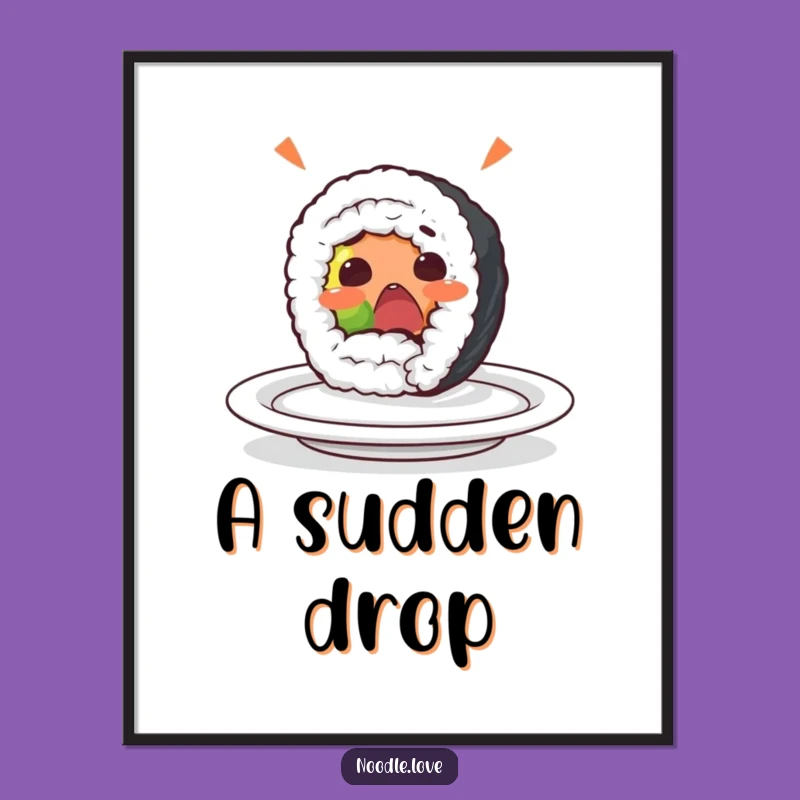 Funny Sushi Roll Surprise Digital Print: Instant Humorous Decor for Foodie Walls