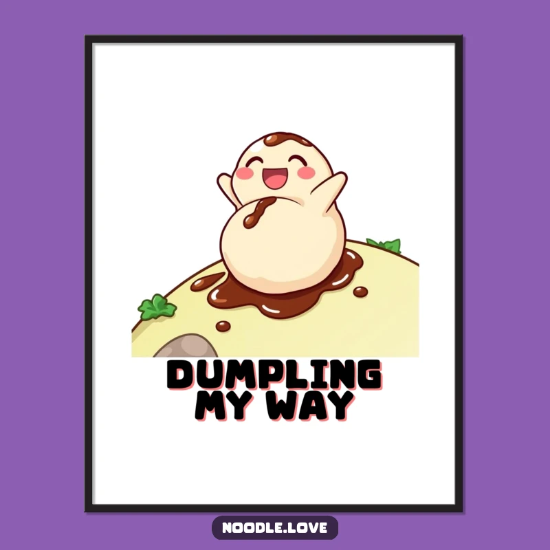 Funny Dumpling Digital Art: Delighted Soy Sauce Roller, Instant Whimsy!
