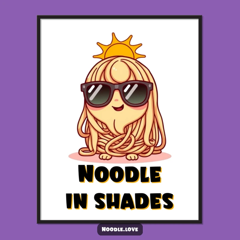 Funny Cool Noodle Digital Art: Sunglasses Character Printable, Trendy Funny Gift