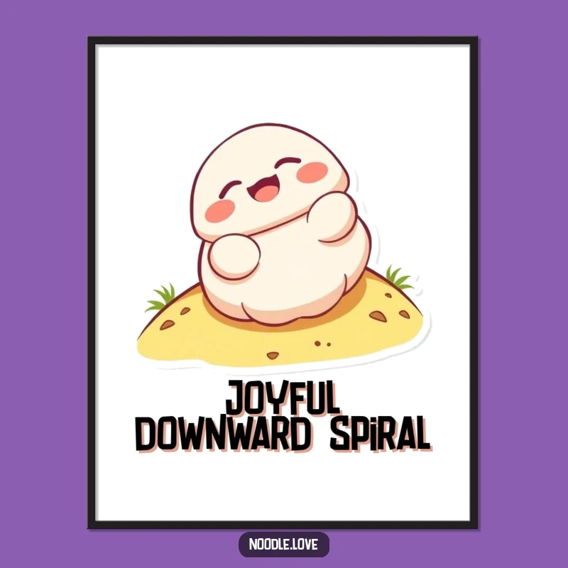 Funny Kawaii Dumpling Rolling Digital Print - Instant Humorous Decor Gift