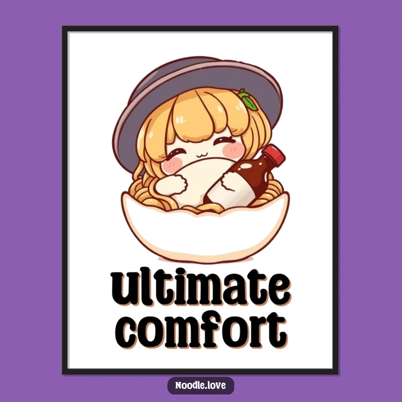 Funny Noodle Comfort Digital Print: Instant Cozy Decor for Foodie Walls