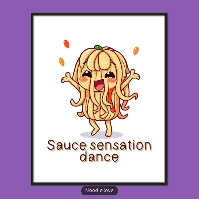 Funny Noodle Digital Art: Saucy Dancer, Instant Funny Gift for Foodie Decor!