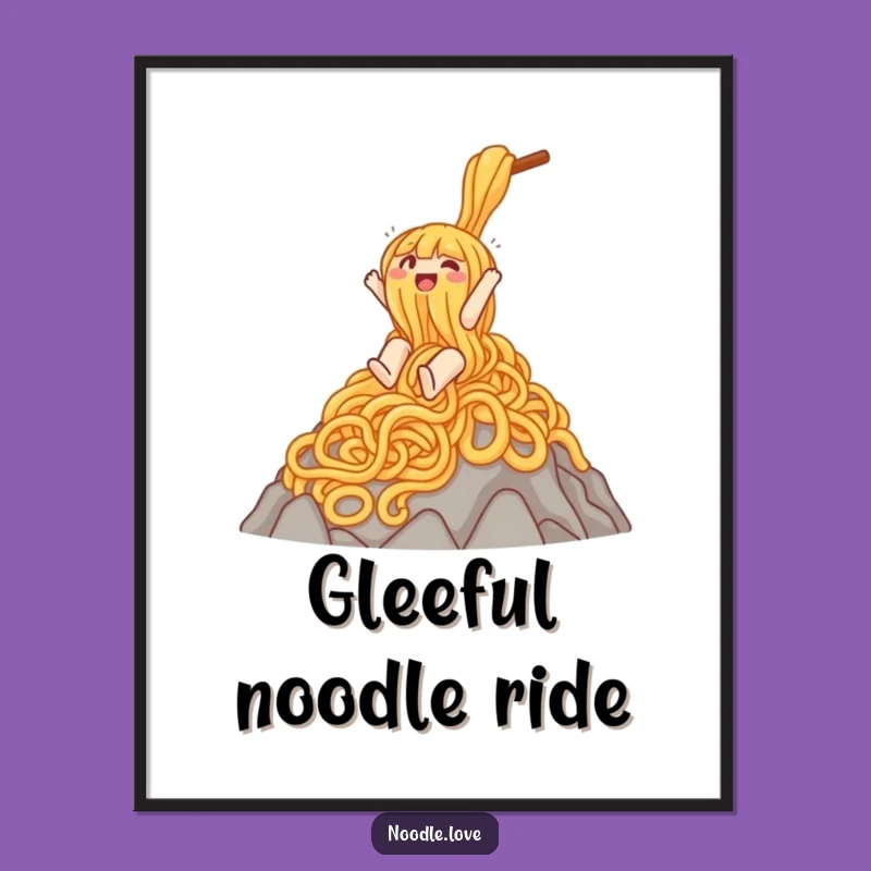 Funny Noodle Slide Digital Print: Gleeful Mountain Character - Instant Funny Gift!