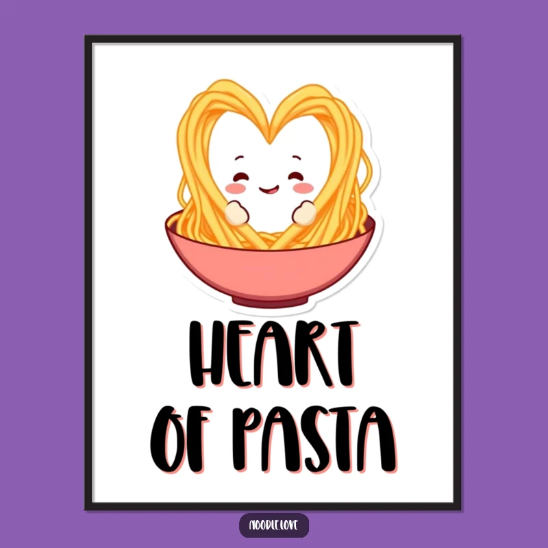 Funny Spaghetti Heart Digital Art: Instant Italian Food Charm for Your Walls
