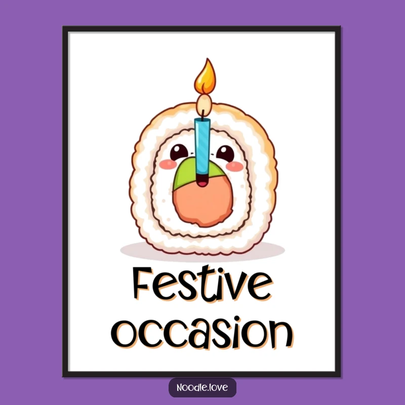 Funny Sushi Birthday Candle Digital Art - Festive Wall Decor Gift