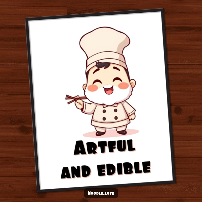 Funny giggling sushi chef character digital art print, bringing instant culinary joy and playful humor to your walls.