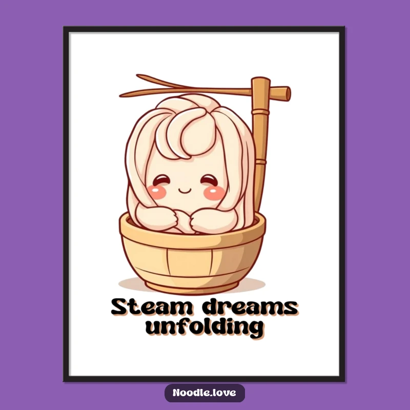 Funny Udon Noodle Steamer Hug Digital Art: Instant Noodle Laughs for Your Space