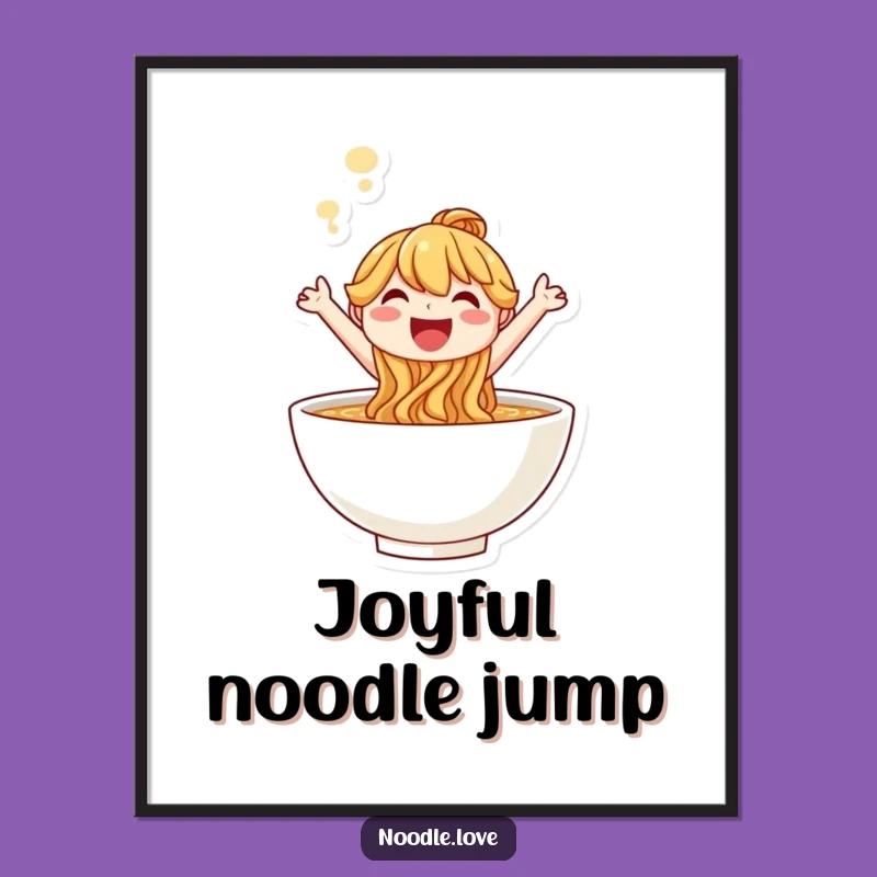 Funny Noodle Leap Digital Art: Joyful Character Printable, Amazing Funny Gift