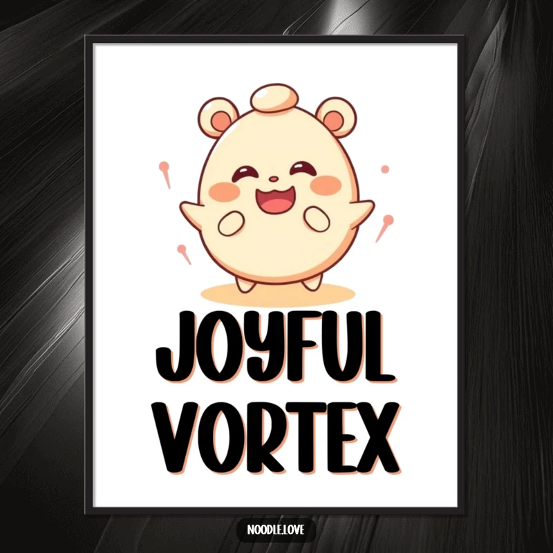 Funny Dizzy Bao Bun Digital Art Print: A bao bun spins with dizzy eyes, full of joy, vibrant and funny art, funny gift.