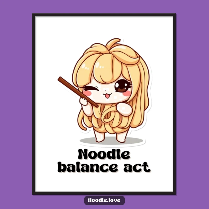 Funny Noodle Wink Print: Mischievous Chopsticks Art Gift