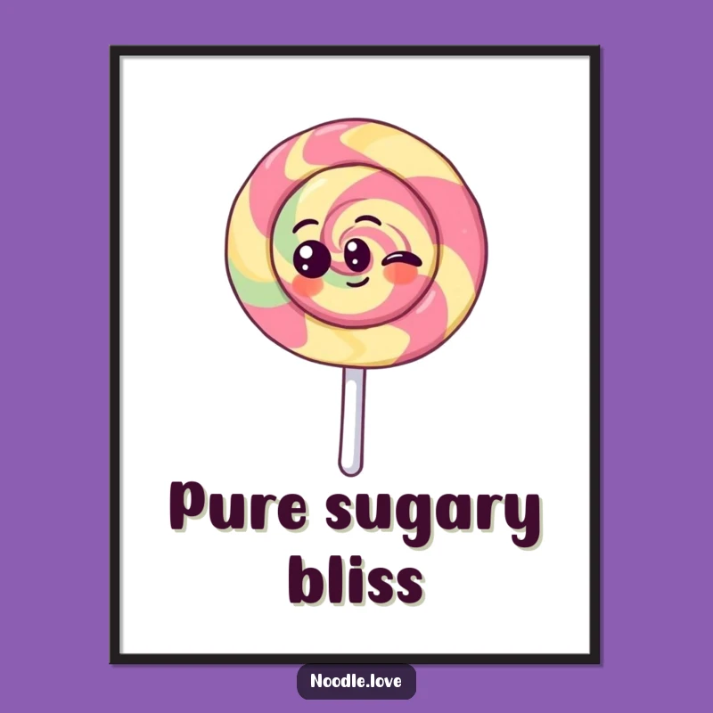 Funny Kawaii Lollipop Digital Art: Printable Spinning Character for Instant Joy