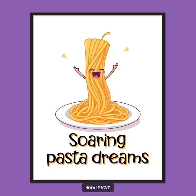 Funny Spaghetti Joyful Leap Digital Art Print: Hilarious Decor Gift