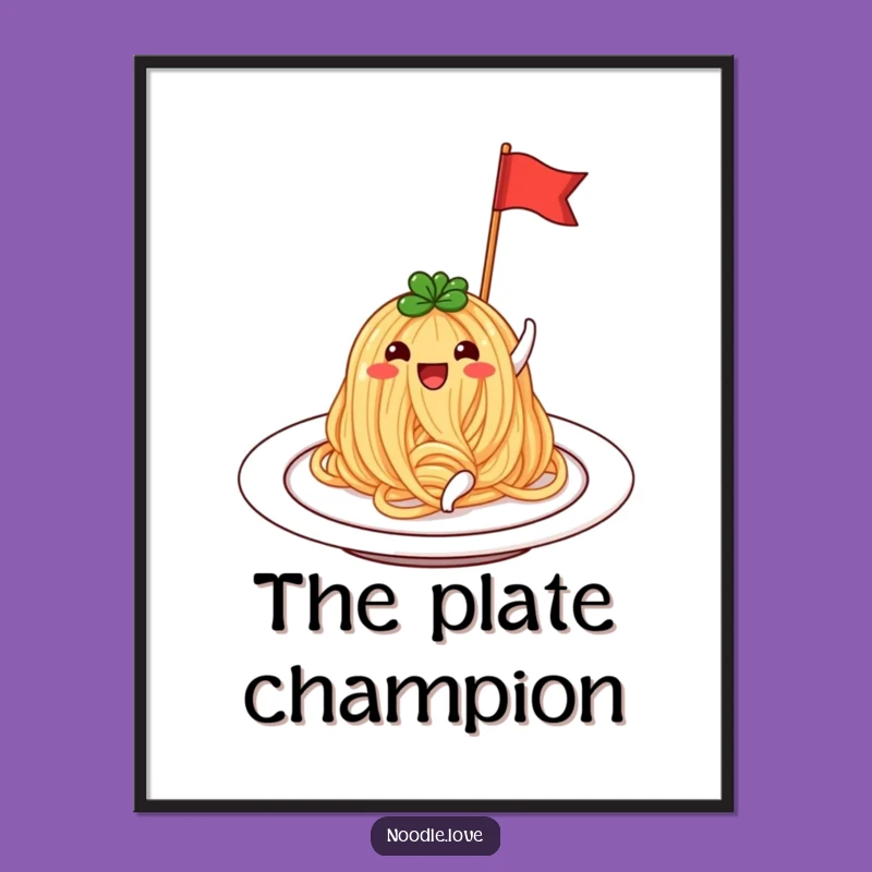 Funny Noodle Victory Lap Digital Art Print: Hilarious Decor Gift