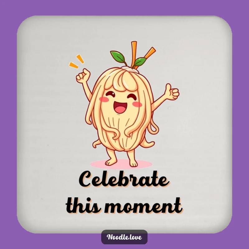 Funny Kawaii Noodle Victory Dance Coaster - Humorous Drink Saver Gift