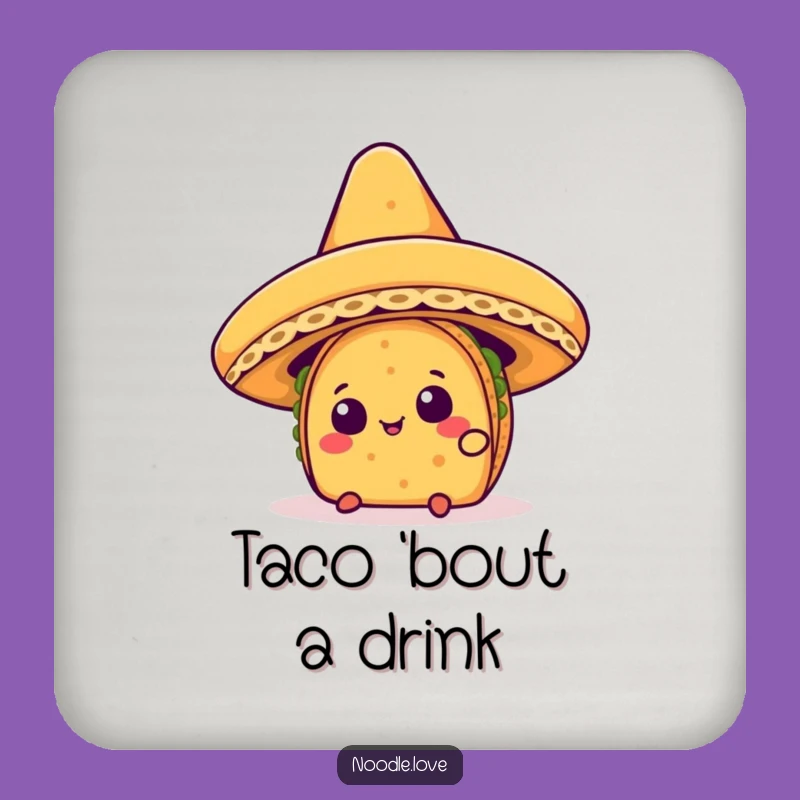 Funny Kawaii Taco Sombrero Coaster - Humorous Drink Protector Gift