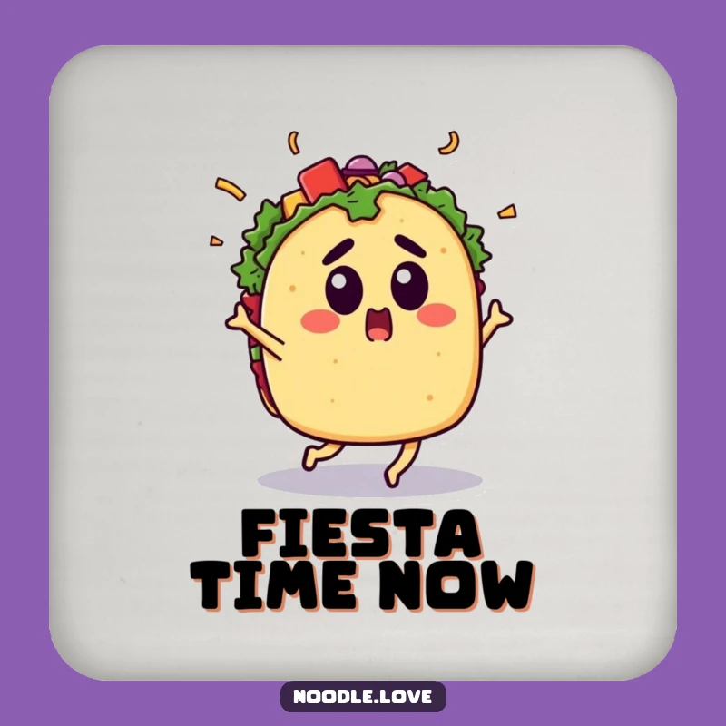 Funny Surprised Taco Coaster: Protect Surfaces with Energetic Fiesta Charm
