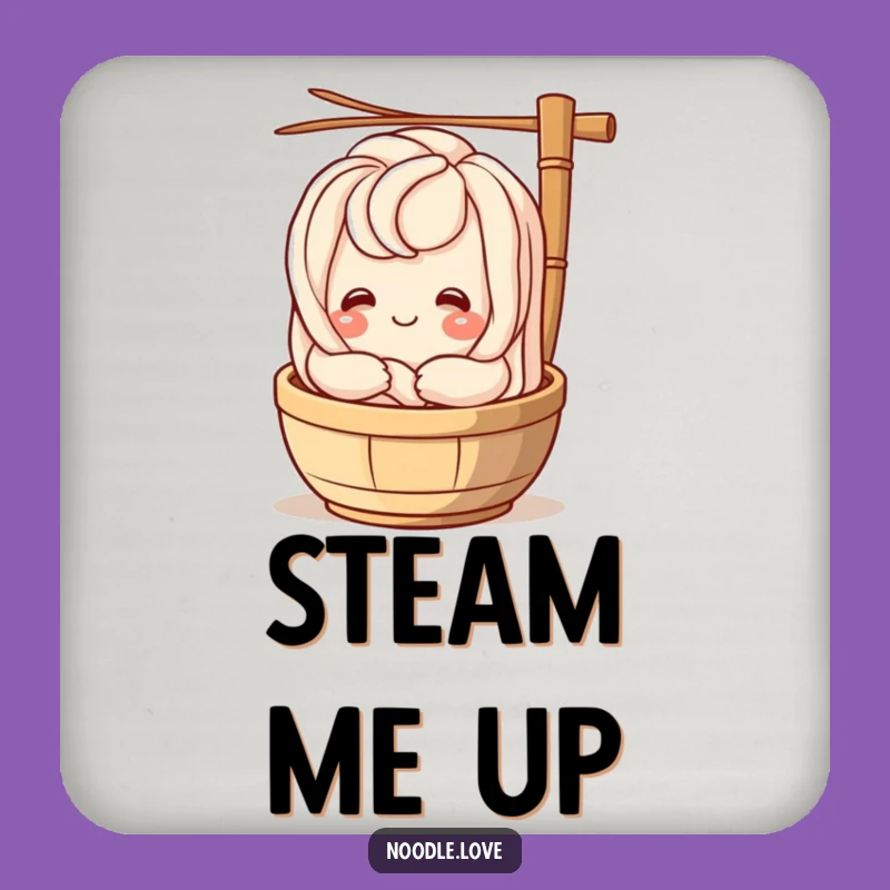 Funny Udon Noodle Steamer Hug Coaster Set: Protect Surfaces with Laughter