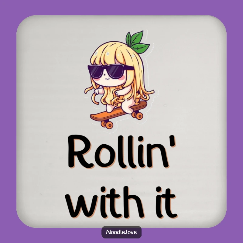 Funny Noodle Skater Coaster: Protect Surfaces, Hilarious Art, Perfect Gift