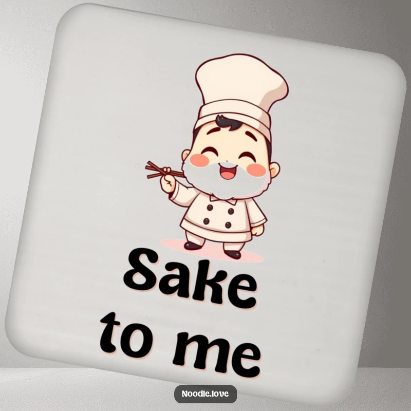 Funny giggling sushi chef character drink coasters, adding a touch of culinary charm and humor while protecting your surfaces.