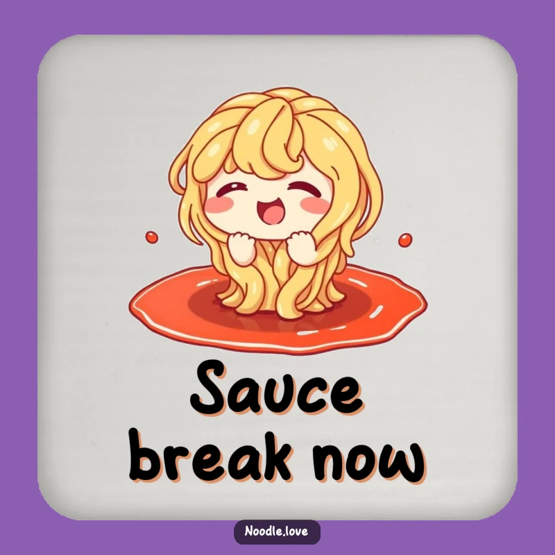 Funny Noodles Coaster: Giggling in Sauce Puddle, Hilarious Drink Protection Gift