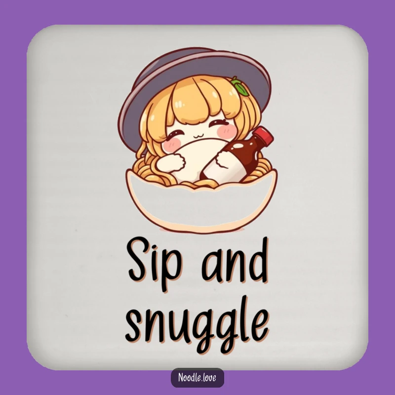 Funny Noodle Comfort Coaster: Protect Surfaces with Cozy Foodie Art