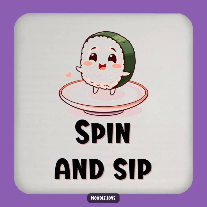 Funny Sushi Party Coaster: Delighted Character's Spin - Table Funny Gift
