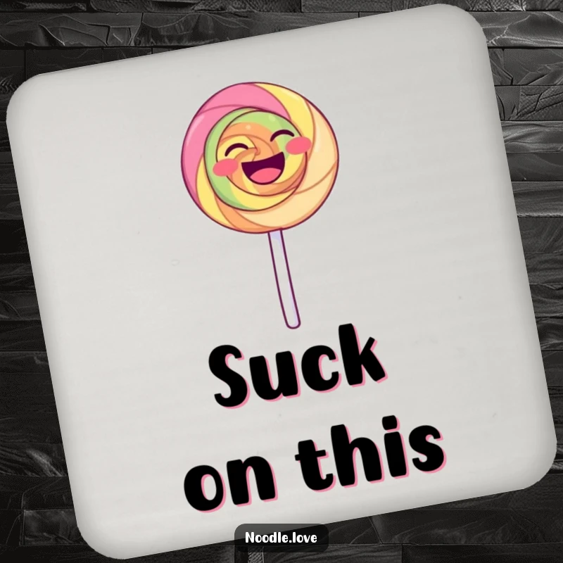 Funny Laughing Lollipop Coaster: A happy lollipop dances on its stick, protecting surfaces with humor, a great funny gift.