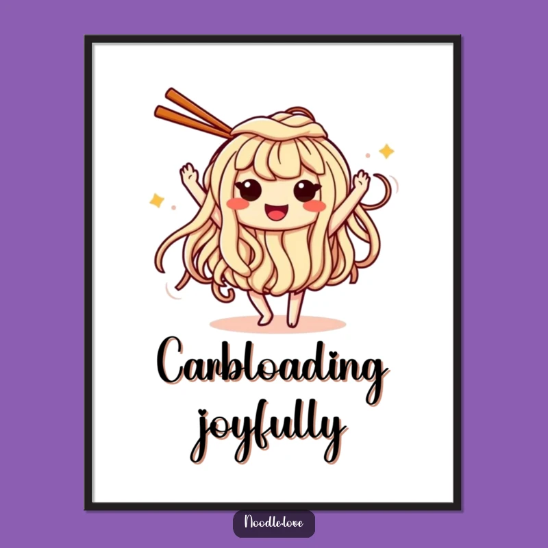 Funny Dancing Noodle Poster - Lively Wall Art for Kitchen and Dining Areas
