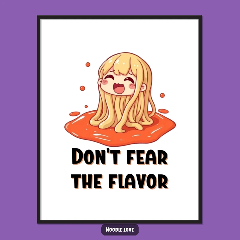 Funny Noodle Poster - Gleeful Sauce Splashing Wall Art