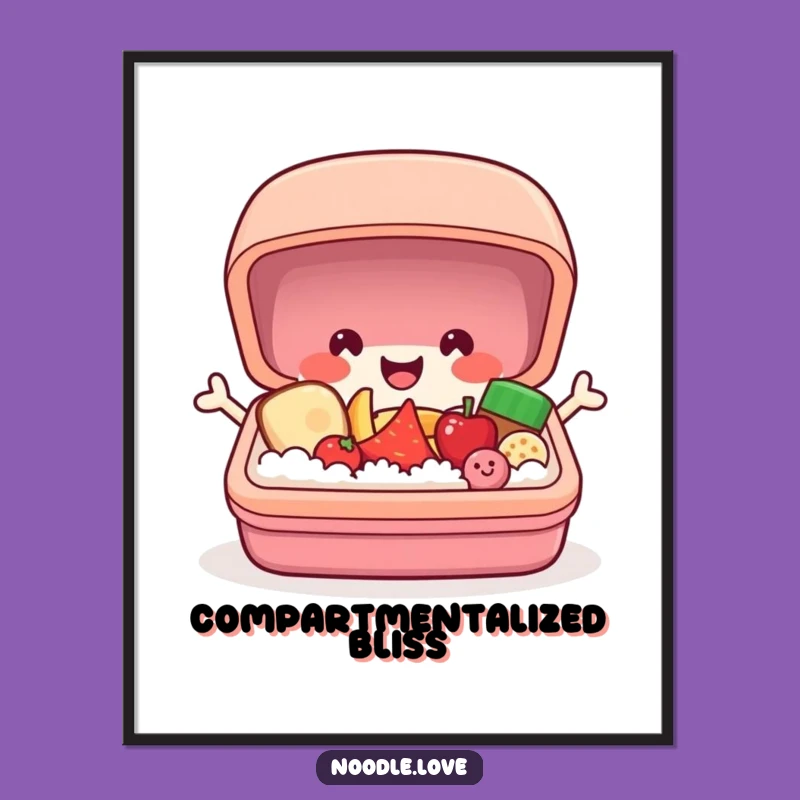 Funny Bento Box Poster: Popping Surprise with Food Smiles, Joyful Art!