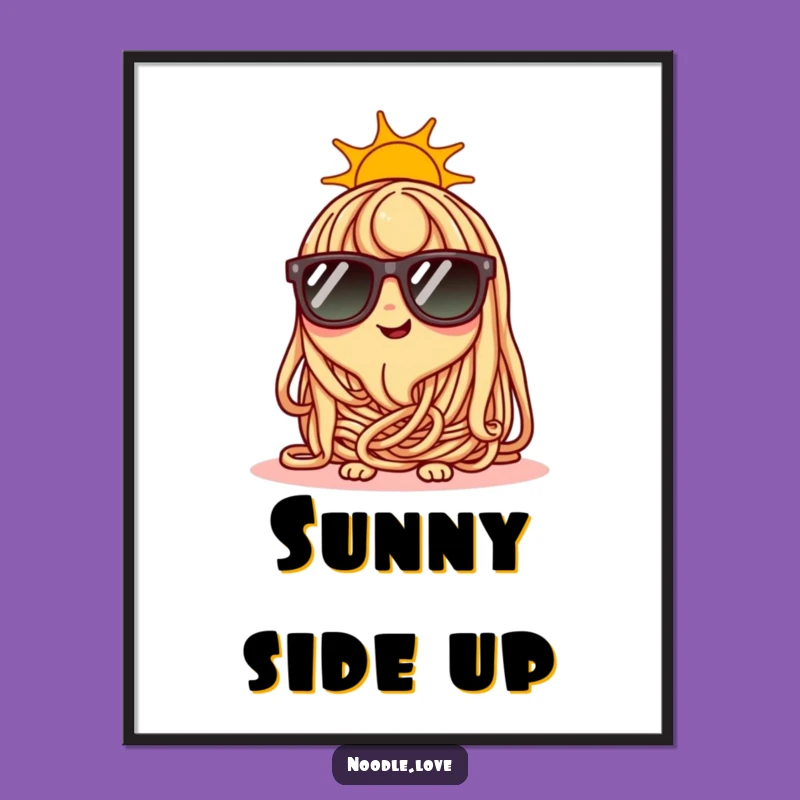 Funny Cool Noodle Poster: Sunglasses Character Wall Art, Trendy Funny Gift