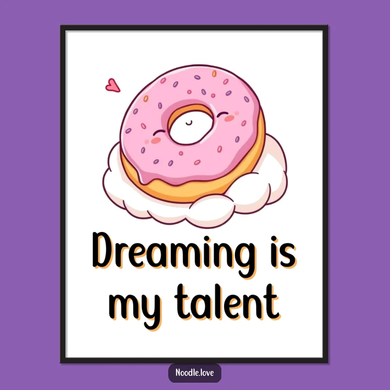 Funny Kawaii Donut Nap Poster: Artistic Sleepy Character Print for Whimsical Decor